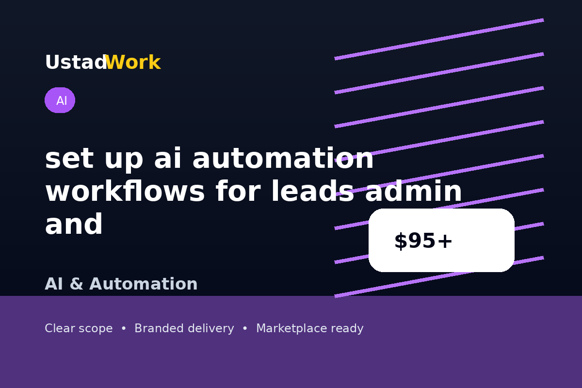 I will set up ai automation workflows for leads admin and routine tasks